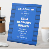 Pinselstriche Streifen Blue Bar Bat Mitzvah CUSTOM Sockelschild (In Situ)