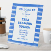Pinselstriche Streifen Blue Bar Bat Mitzvah CUSTOM Sockelschild (In Situ)