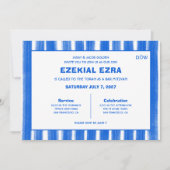 Pinselstriche Streifen Blue Custom Bar Bat Mitzvah Einladung (Vorderseite)