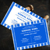 Pinselstriche Streifen Blue Custom Bar Bat Mitzvah Einladung