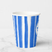 Pinselstriche Streifen Blue Custom Bar Bat Mitzvah Pappbecher (Rechts)