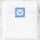 Pinselstriche Streifen Blue Custom Bar Bat Mitzvah Quadratischer Aufkleber (Tasche)