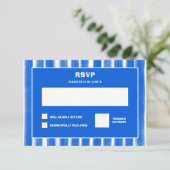 Pinselstriche Streifen Blue Custom Bar Bat Mitzvah RSVP Karte (Stehend Vorderseite)