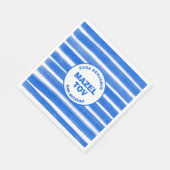 Pinselstriche Streifen Blue Custom Bar Bat Mitzvah Serviette (Ecke)