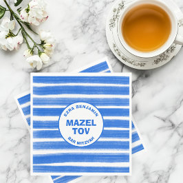 Pinselstriche Streifen Blue Custom Bar Bat Mitzvah Serviette