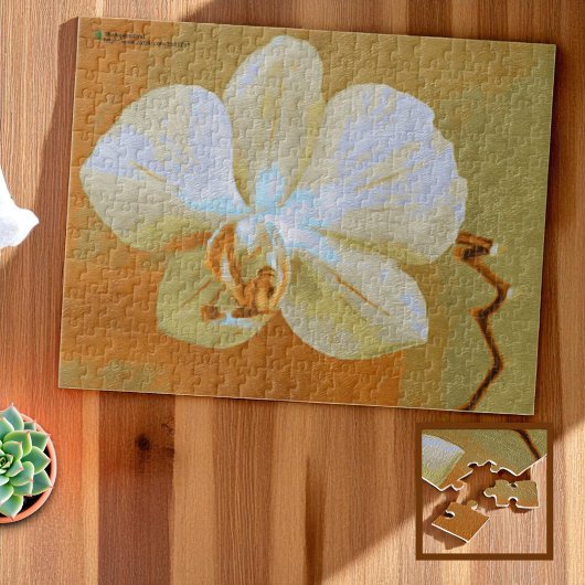 Pinselstriche tropisches Orchid in Orangenfarben Puzzle