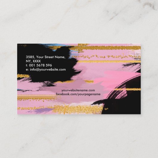 Pinselstriche und goldene Linien - Paste Visitenkarte (Rückseite)