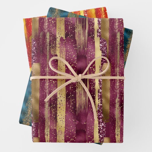 Pinselstriche und Konfetti Geschenkpapier Set (Beispiel)