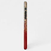 Pinselstriche und Konfetti-Punkte mit Goldmonogram iPhone Hülle (Linke Seite)