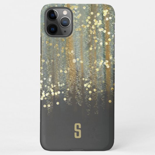 Pinselstriche und Konfetti-Punkte mit Goldmonogram iPhone Hülle (Rückseite)