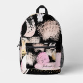 Pinselstriche und Schriftmuster auf schwarz Bedruckter Rucksack (Vorderseite)