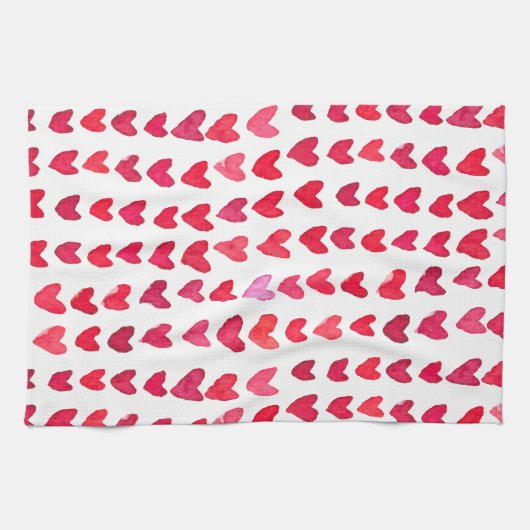 Pinselstrichherzen - rot und rosa geschirrtuch (Horizontal)