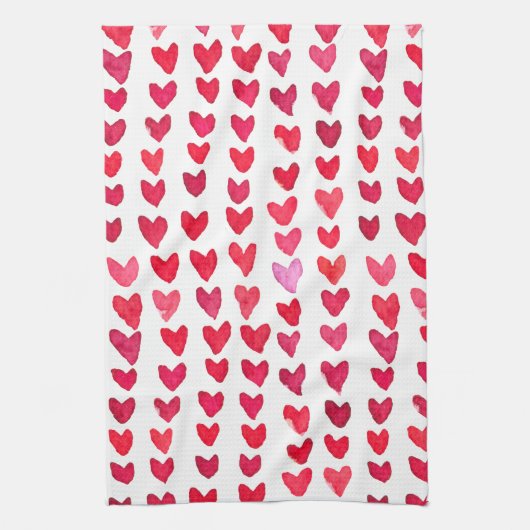 Pinselstrichherzen - rot und rosa geschirrtuch (Vertikal)