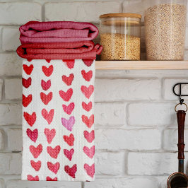 Pinselstrichherzen - rot und rosa geschirrtuch