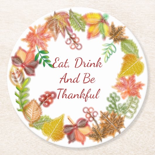 Pinselstrichkunst für Erntedank Runder Pappuntersetzer (Vorderseite)