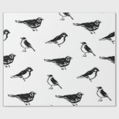 Pinselstrichvogel mit Vintager, nahtloser Musterko Geschenkpapier (Flach)