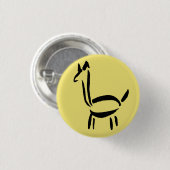 Pinselzeichnung Lama Alpaka Pferd Tier Button (Vorne & Hinten)