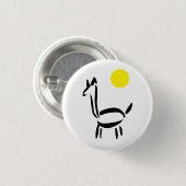 Pinselzeichnung Lama Alpaka Tier mit Sonne Button (Vorne & Hinten)
