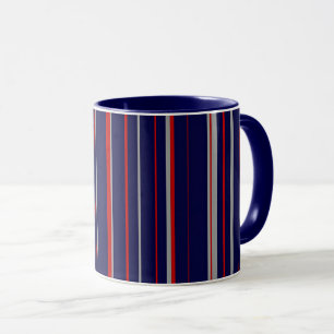 Pinstreifen, rot, Marine, grau Tasse