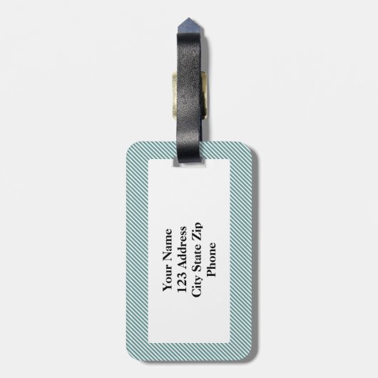 Pinstrichgepäckanhänger mit personalisierbarem Mon Gepäckanhänger (Rückseite vertikal)