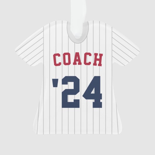 Pinstrick Baseball Jersey Coach & Team Roster Ornament (Vorderseite)