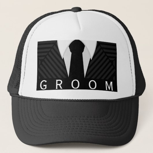 Pinstripe Anzug Bachelor Party Groom Hat oder Cap Truckerkappe (Vorderseite)