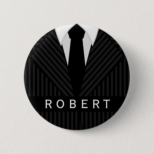 Pinstripe Anzug Mens Fashion Round Name Tag Abzeic Button (Vorderseite)