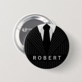 Pinstripe Anzug Mens Fashion Round Name Tag Abzeic Button (Vorne & Hinten)