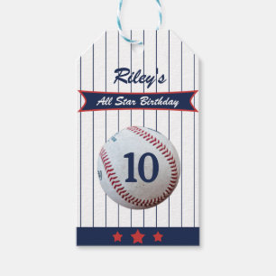 Pinstripe Baseball Geburtstagsparty Geschenkanhänger