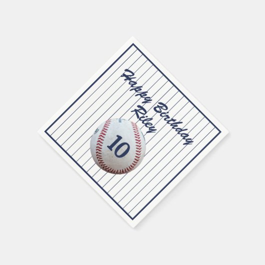 Pinstripe Baseball Geburtstagsparty Serviette (Ecke)