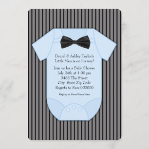 Pinstripe Black and Blue Baby Dusche Einladung