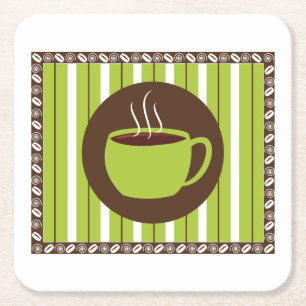Pinstripe Kaffee Rechteckiger Pappuntersetzer