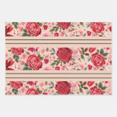 Pinstripe Pink Roses Geschenkpapier Set (Vorderseite 2)