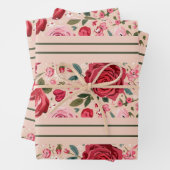 Pinstripe Pink Roses Geschenkpapier Set (Beispiel)