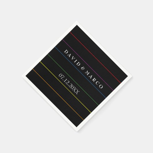 Pinstripe Pride Colors LGBT Wedding Serviette (Ecke)