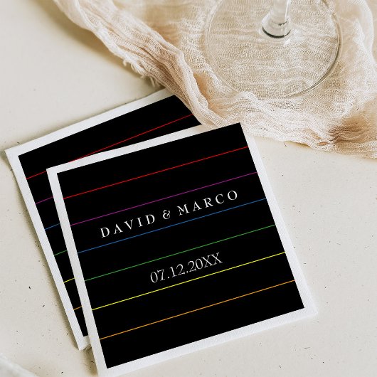 Pinstripe Pride Colors LGBT Wedding Serviette