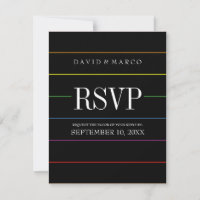 Pinstripe Pride Farben RSVP Schwule Hochzeit