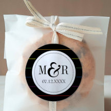 Pinstripe Rainbow auf Solid Black LGBT Wedding