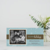 Pinstripe Ribbon Holiday Foto Card Feiertagskarte (Stehend Vorderseite)