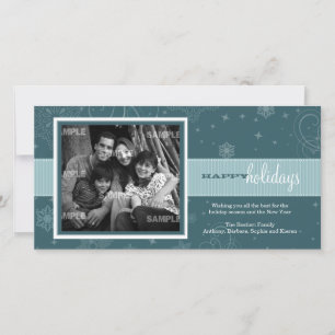 Pinstripe Ribbon Holiday Foto Card Feiertagskarte