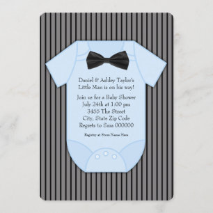 Pinstripe Schwarz und Blau Baby Shower Einladung