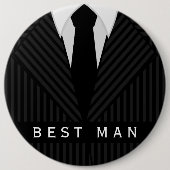 Pinstripe Suit Bachelor Party Best Man Round Pin Button (Vorderseite)