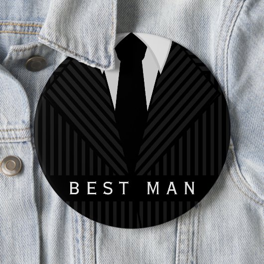 Pinstripe Suit Bachelor Party Best Man Round Pin Button (Beispiel)