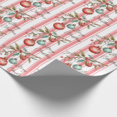 Pinstripe Wasserfarben Ornamente Frohe Weihnachten Geschenkpapier (Ecke)