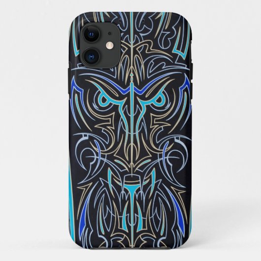 Pinstriped Tiki Maske iPhone Fall Case-Mate iPhone Hülle (Rückseite)