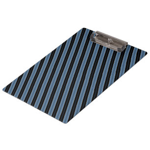 Pinstripes blau Schwarz-weiße Diagonalstreifen Klemmbrett