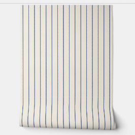 Pinstripes Blue on Ecru Seamless Pattern Tapete