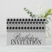 Pinstripes & Diamonds Geburtstagsparty Einladung (Stehend Vorderseite)