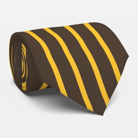 Pinstripes San Diego Brown Yellow Wide Streifen Krawatte (Gerollt)