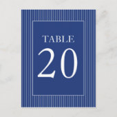 Pinstripes-Tischnummern (Navy Blue / White) Postkarte (Vorderseite)